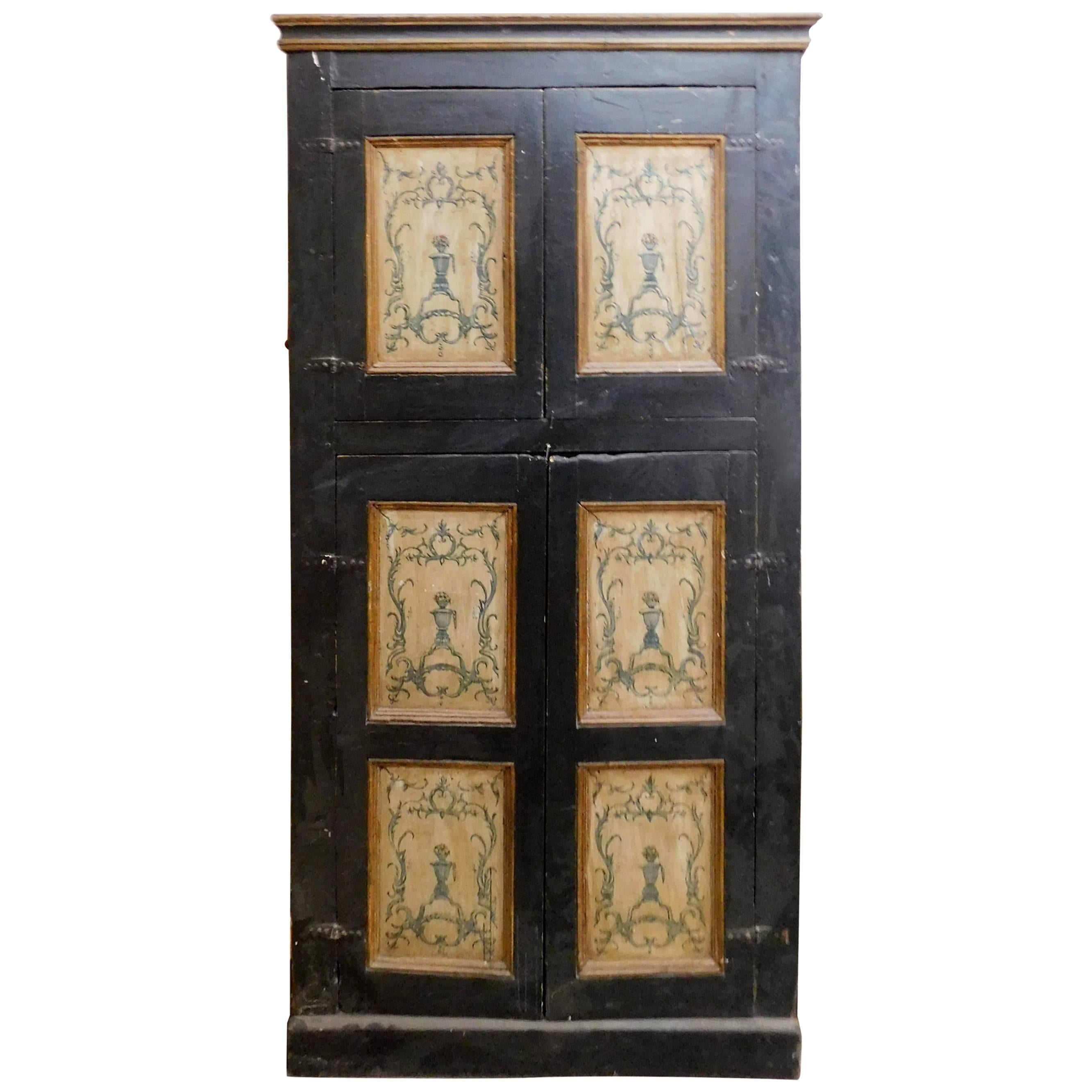 Antique Lacquered Wall Cabinet For Sale