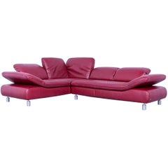 Koinor Rivoli Designer Corner Sofa Red Leather Function Modern