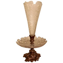 19th Century Baccarat Crystal Epergne, Black Forest Centrepiece