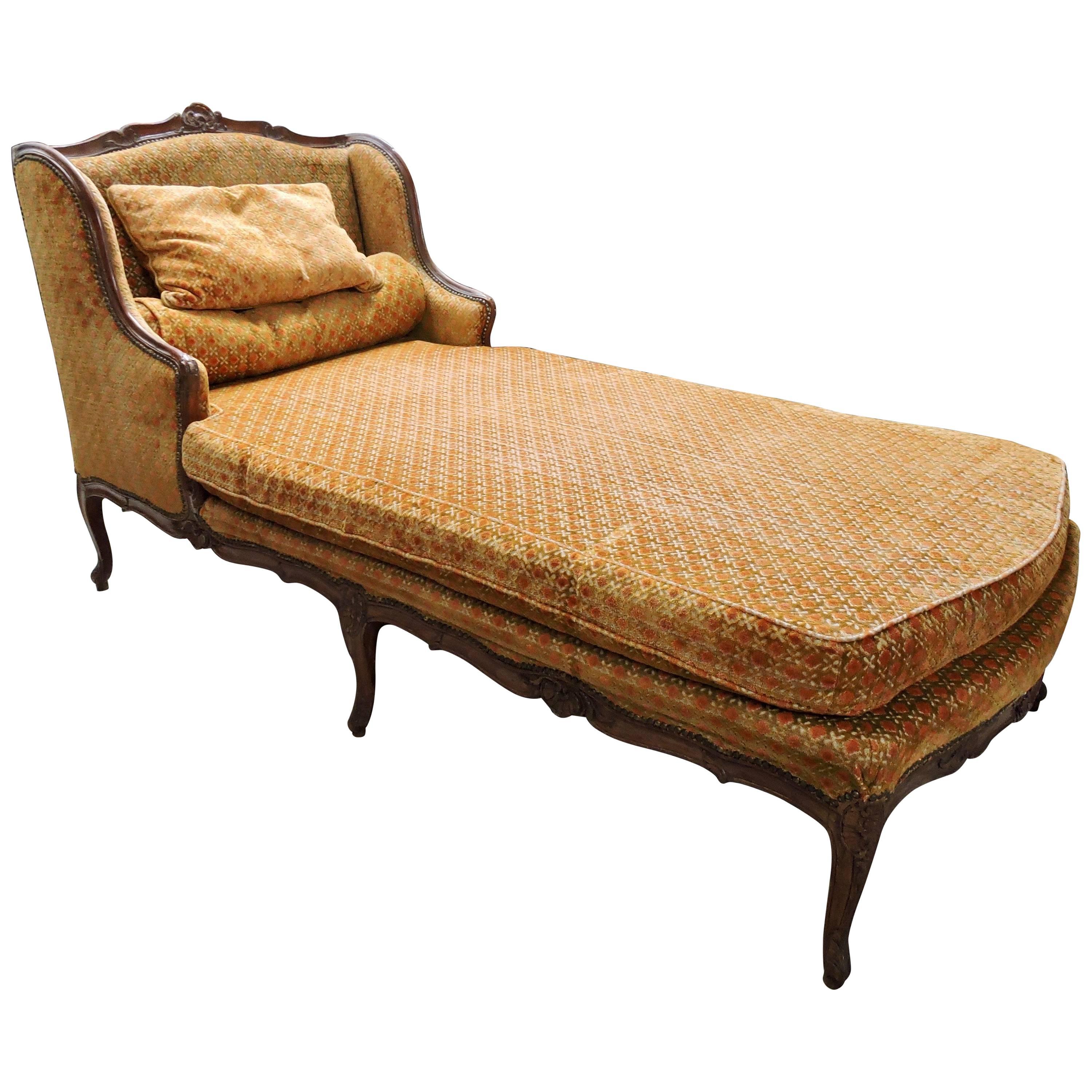18th Century Régence Period Natural Wood Chaise Longue
