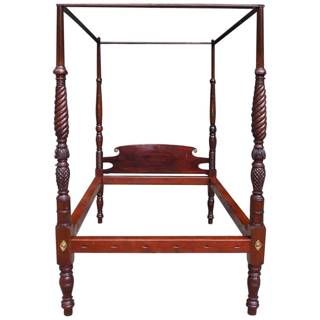 American Classical Mahogany Four Poster Tester Bed, Attrib. S. McIntire C. 1800