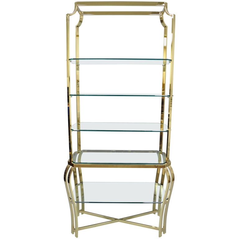 Hollywood Regency Brass And Glass Etagere Gold Bookcase In The Milo Hollywood Regency Brass And Glass Etagere Gold Bookcase In The Milo Baughman Style For At 1stdibs