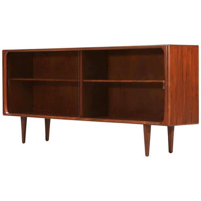 Danish Modern Low Profile Walnut Bookcase at 1stDibs low walnut bookcase, walnut low bookcase