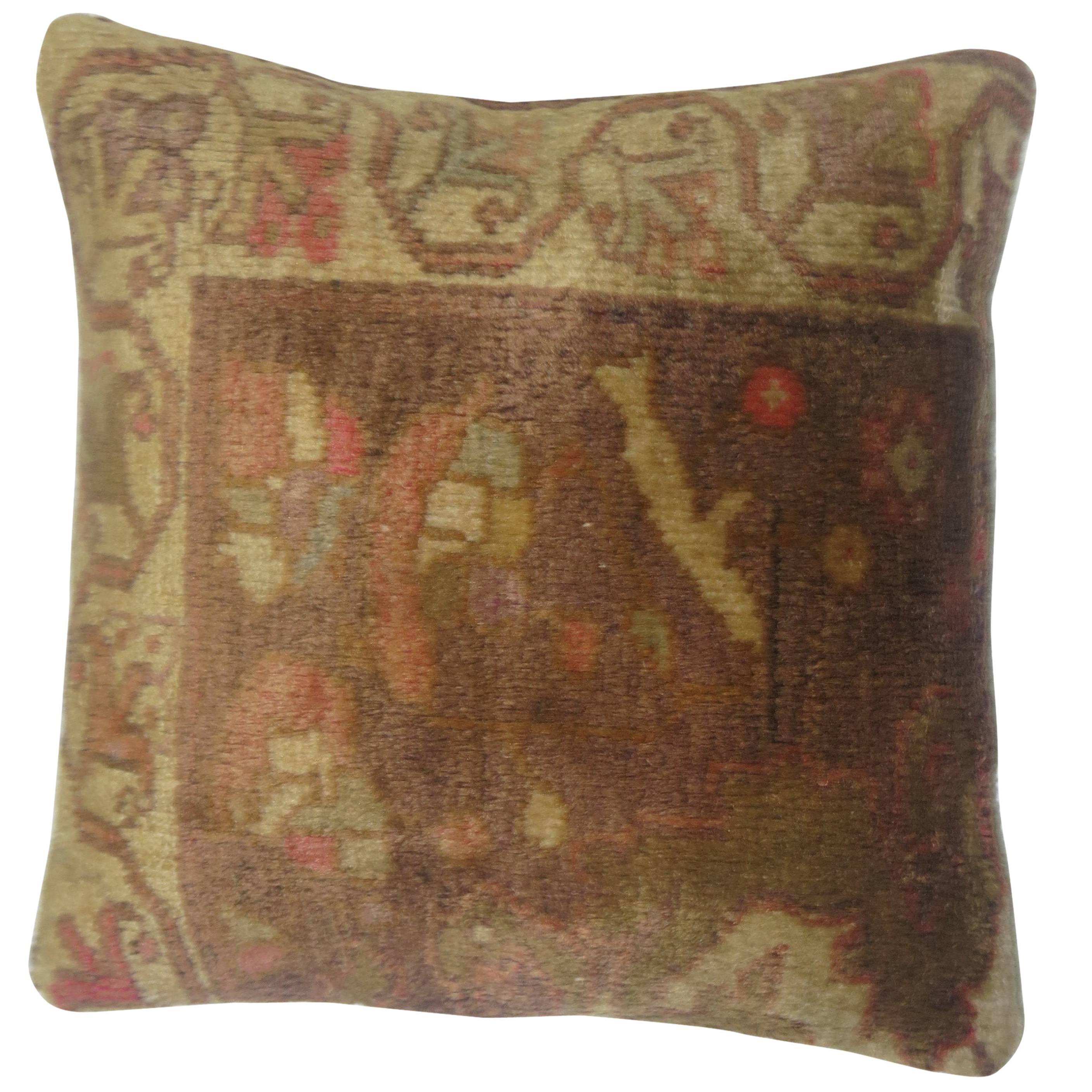Turkish Anatolian Floral Rug Pillow For Sale