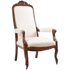 French Louis Philippe Armchair/Fauteuil in Mahogany with Upholstery, circa 1830