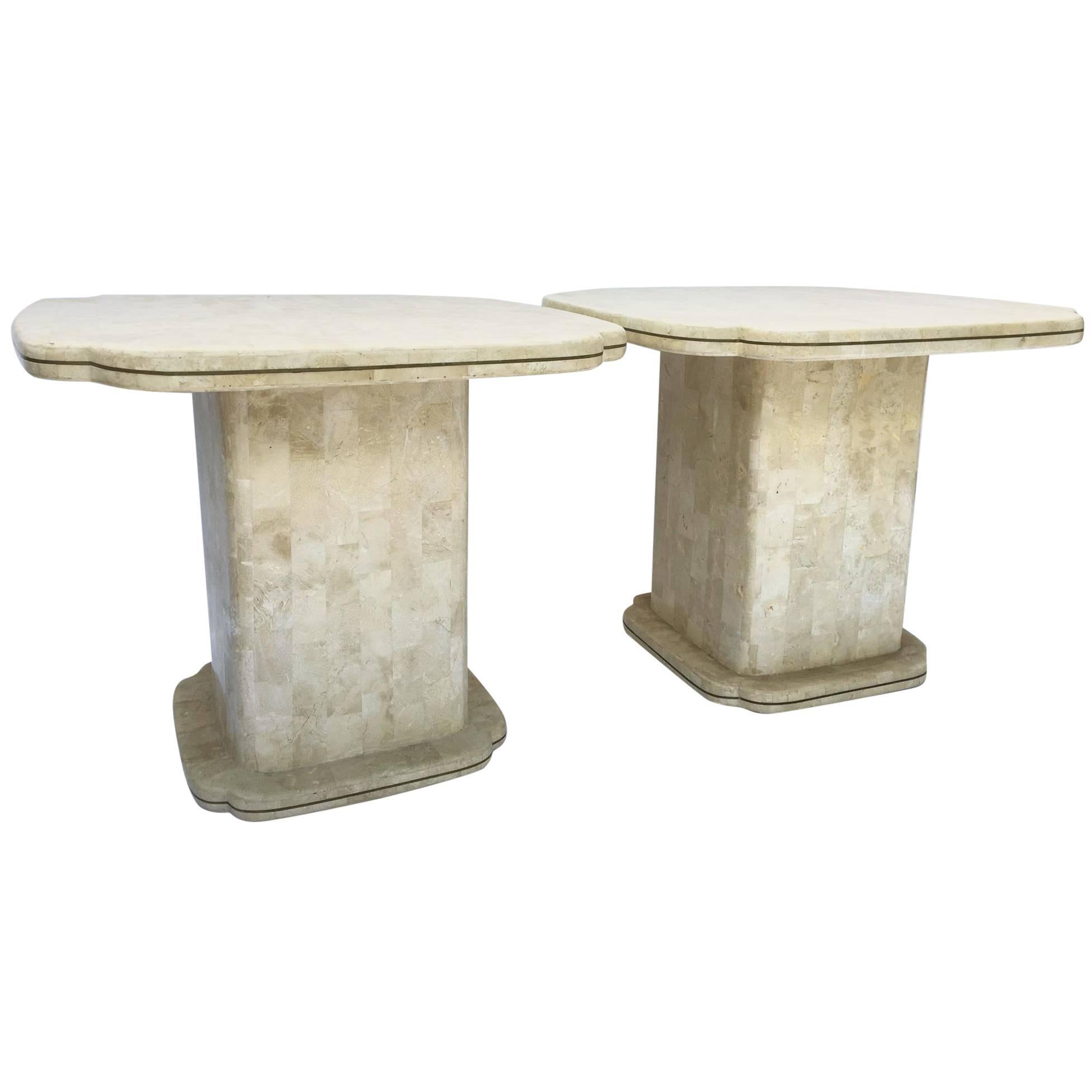 Maitland-Smith Tessellated Bone Fossil End Tables