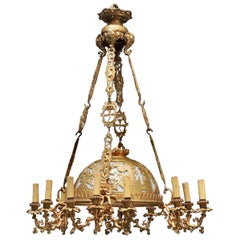 French Japonisme Ormolu and Opaline Elephants Designed 19th Century Chandelier