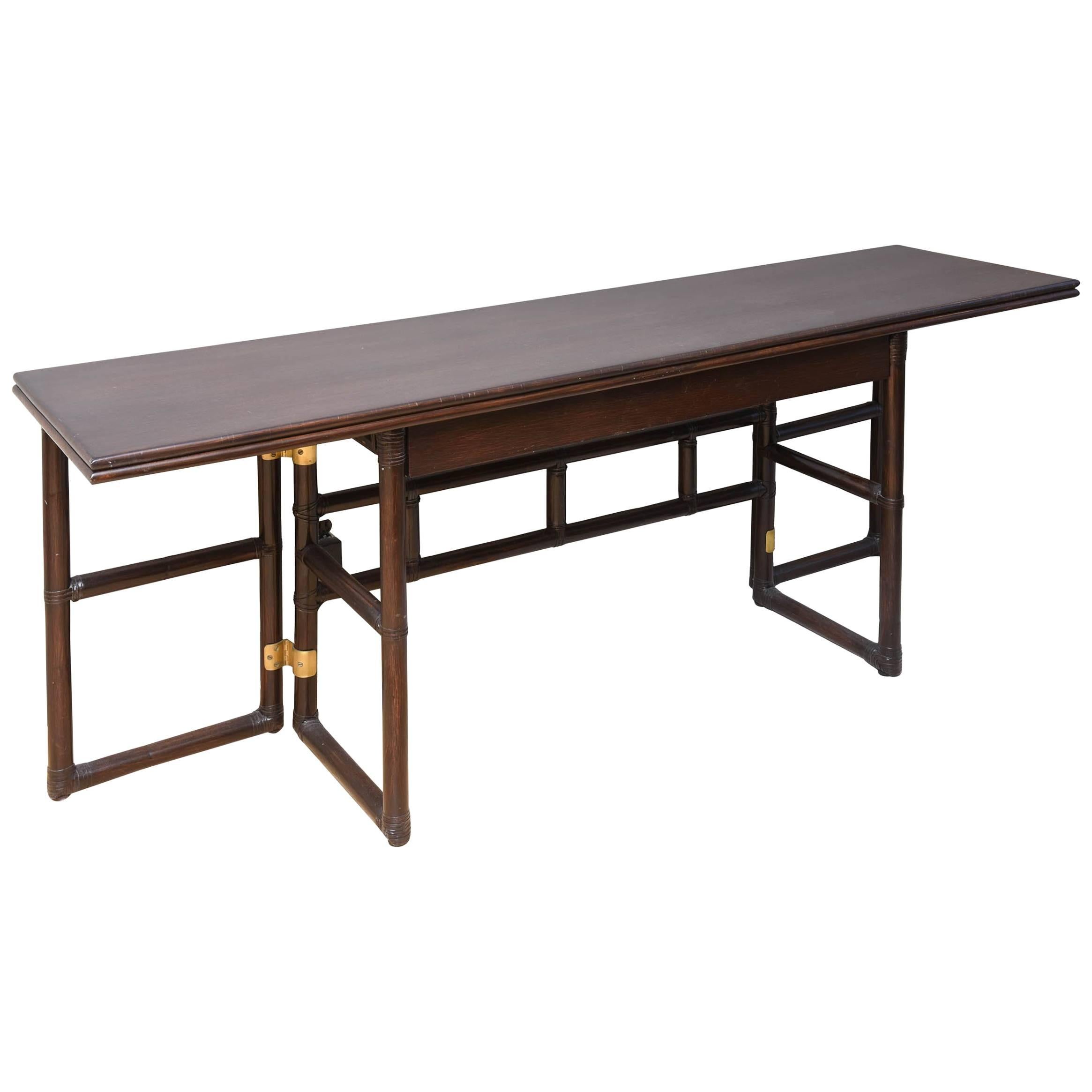 McGuire Extension Dining Table or Console, Chinoiserie Style with Great Hardware