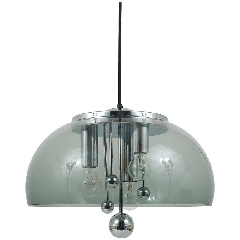 Midcentury Space Age Globe Pendant Lamp with Chromed Spheres, Germany,  1970s For Sale at 1stDibs