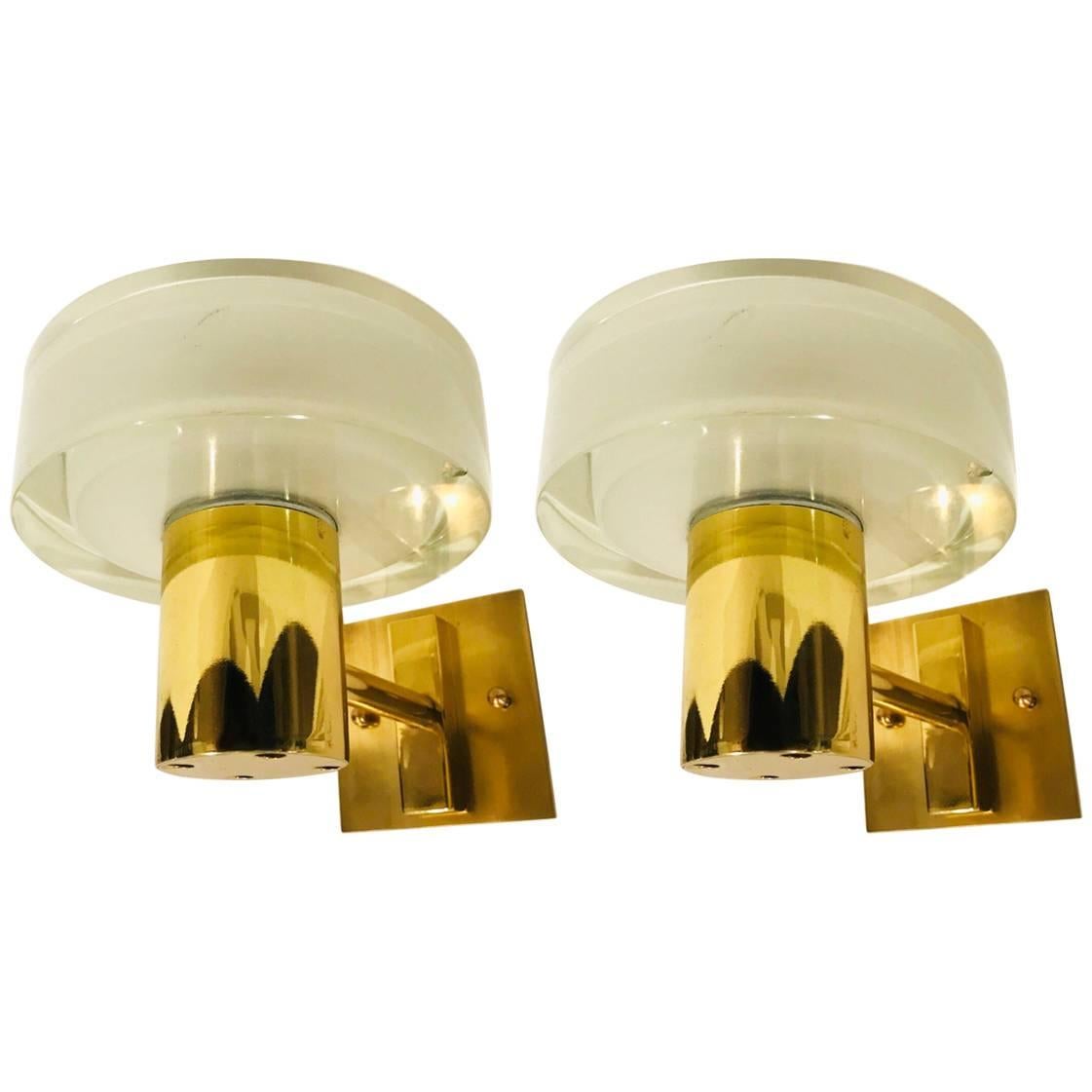 Pair of Seguso Flavio Poli Murano Glass Wall Lights