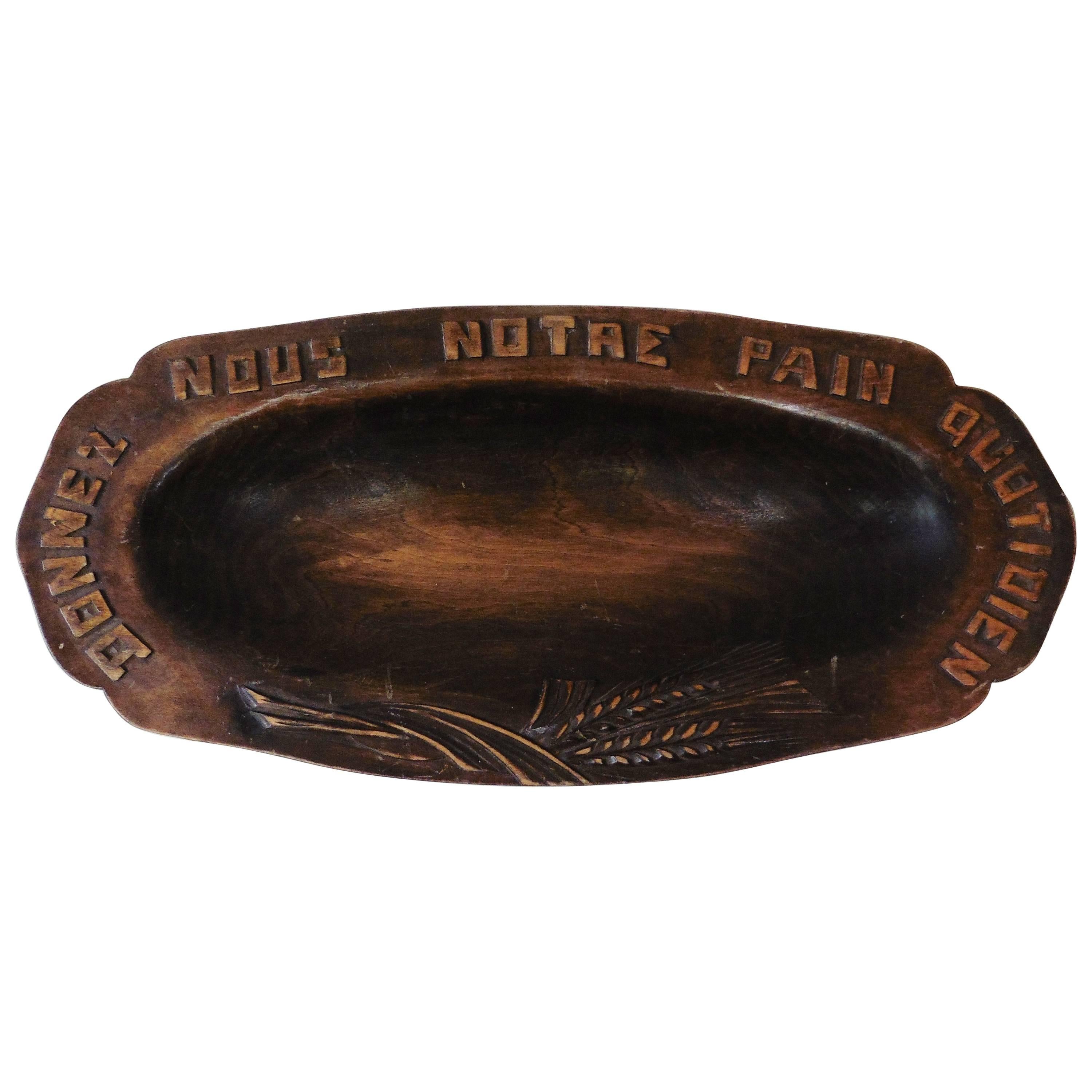 French Carved Wood Bread Platter, circa 1950