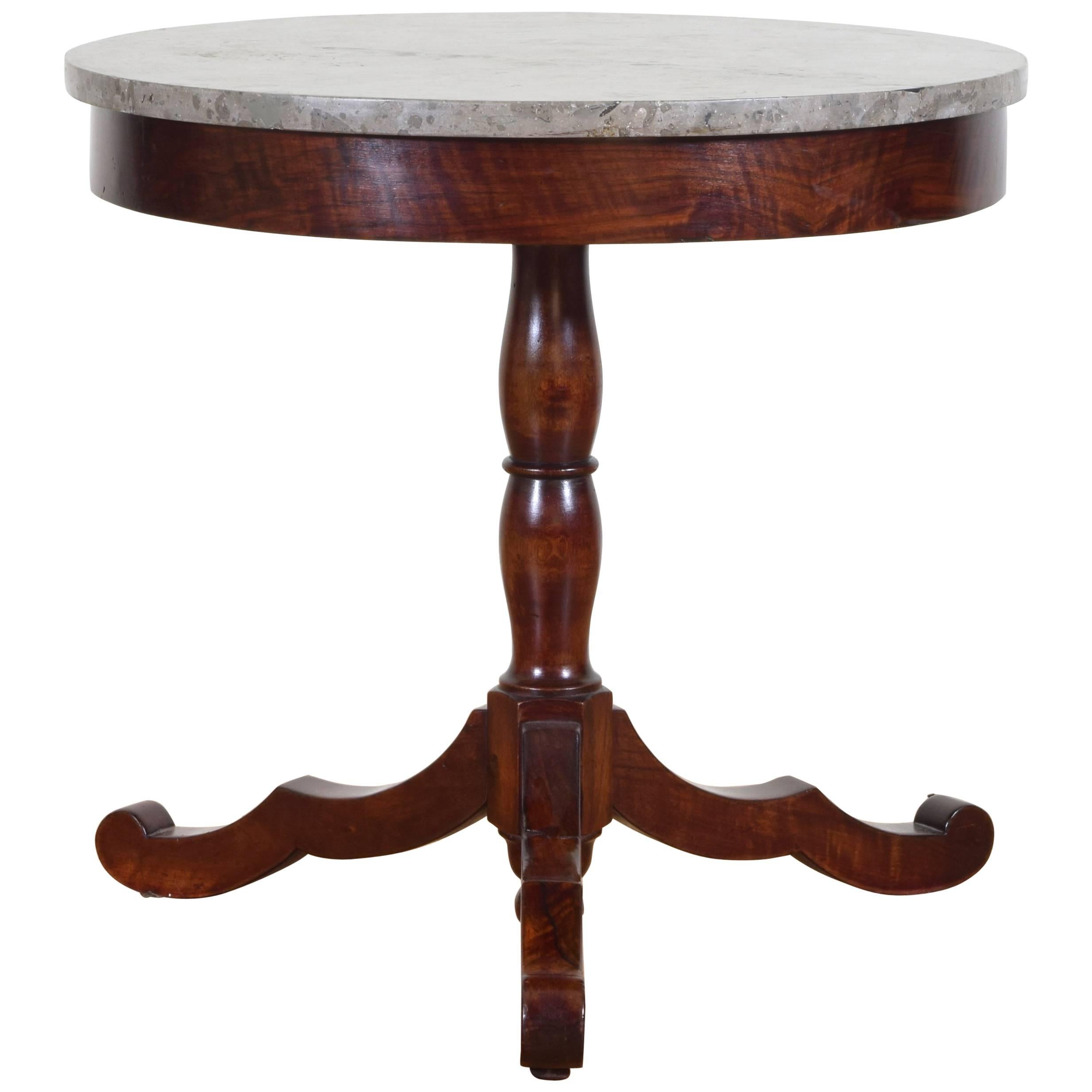 Italian Late Neoclassical Period Mahogany and Marble-Top Center Table circa 1840