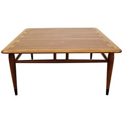 Mid-Century Modern Andre Bus Lane "Acclaim" Walnut Oak Square Coffee Table