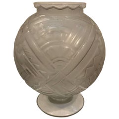 Antique French Art Deco Geometric Signed Sabino Vase