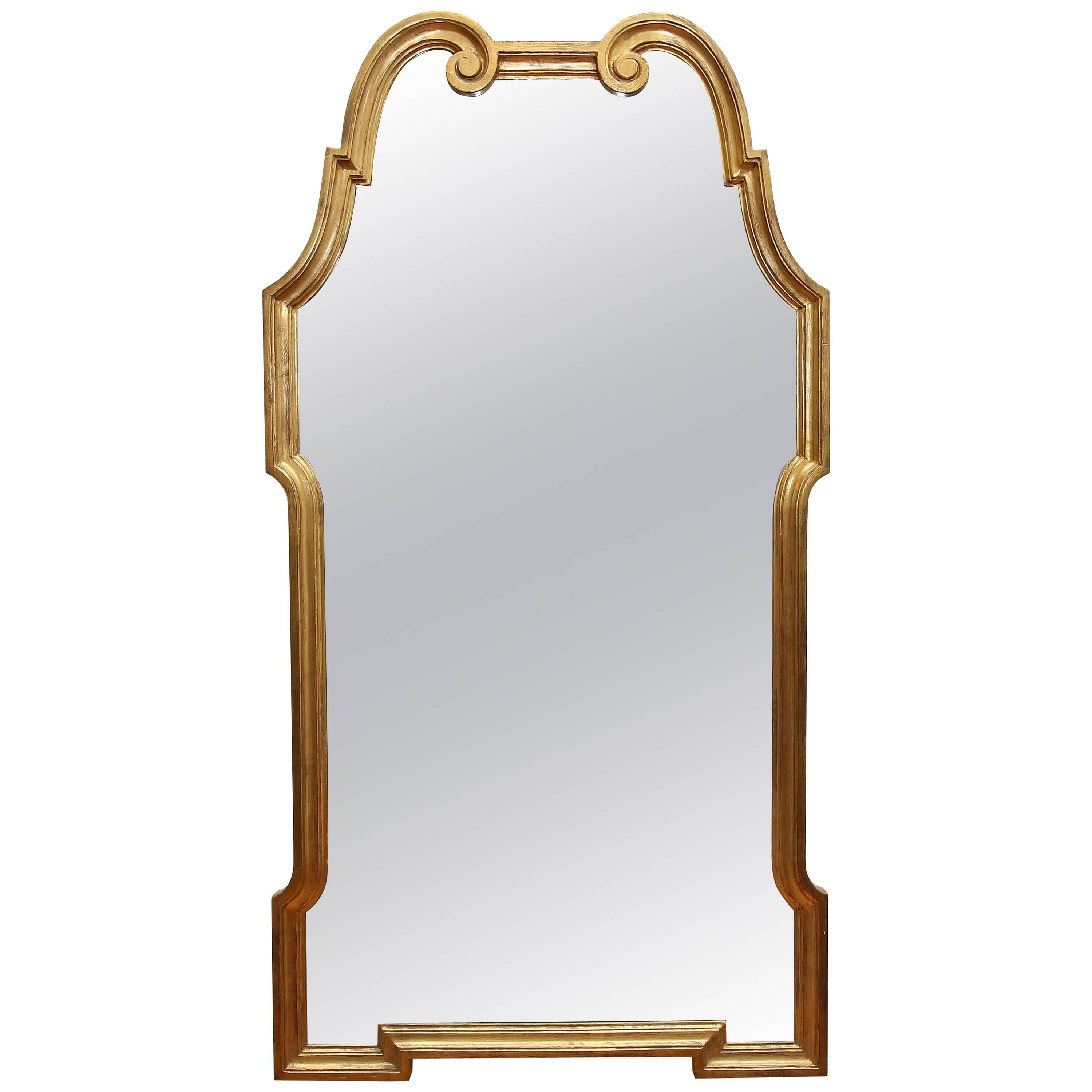 Large Mid Century Modern Gilt Wood Mirror