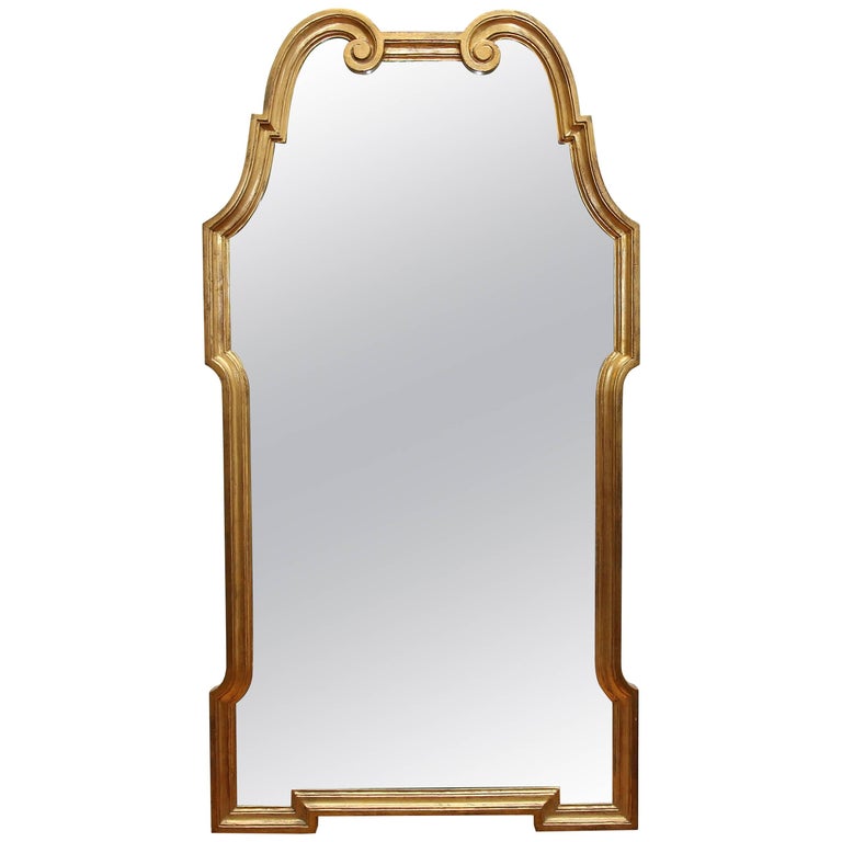 Large Mid Century Modern Gilt Wood Mirror For Sale at 1stDibs