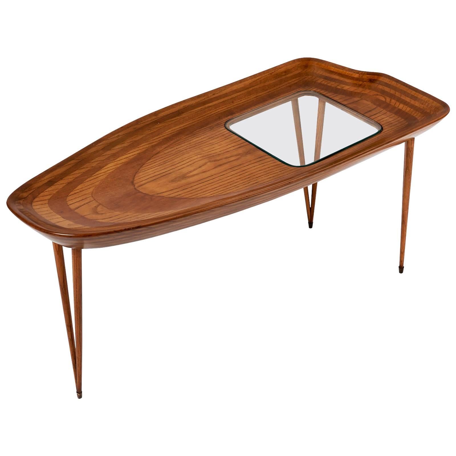Exceptional Organic Coffee Table in Laminated Oak, Italy, 1950s