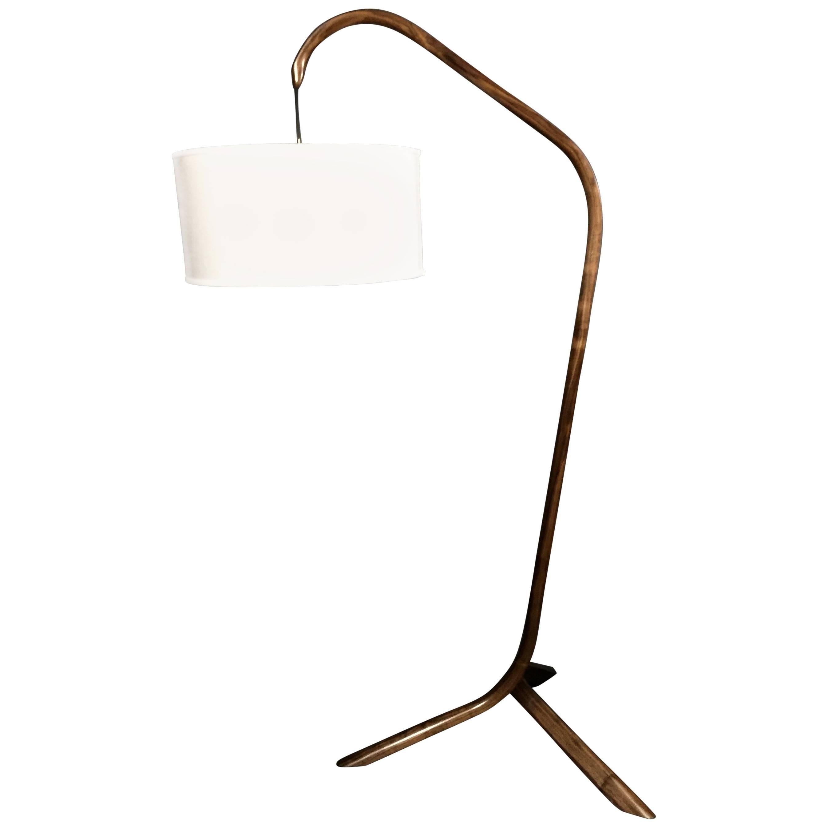 Daniel Oates Steambent Floor Lamp in Walnut, 21st Century, USA For Sale