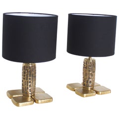 Pair of Brutalist Table Lamps Luciano Frigerio for Frigerio, Italy, 1970s