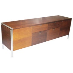 Extraordinary Mid-Century Modern Walnut & Chrome Credenza by Stow Davis