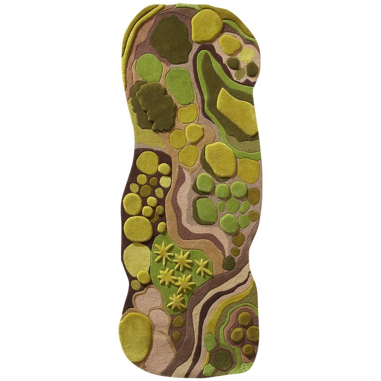 Angela Adams Woodland, Forest Floor, Green Rug, Runner, Handcrafted, Modern For Sale at 1stdibs