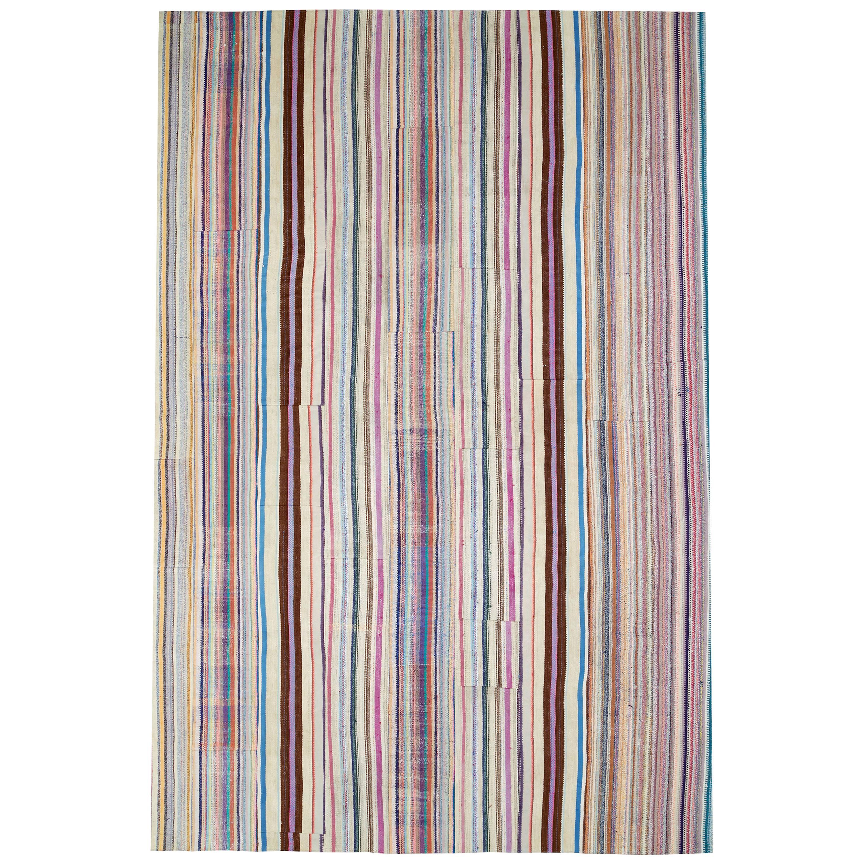 Alfombra turca vintage de tejido plano