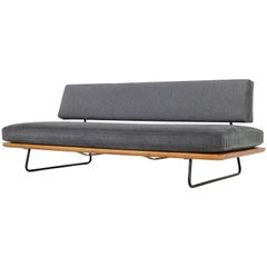 1950s Minimalist Daybed Rolf Grunow for Knoll, Beechwood & Metal, New Upholstery