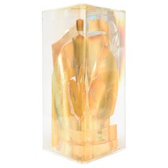 Signed Feliciano Béjar Gold Leaf Embedded Fractal Lucite Sculpture