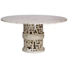 Hollywood Regency Travertine and Molded Stone Dining Table