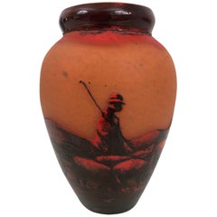 Berger avec son troupeau, vase de Muller Frères, Art nouveau, France, années 1900