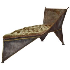 Studio Chaise Lounge Brutal Design in Welded Metal and Upholstery