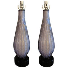 Pair of Lavender Murano Glass Lamps