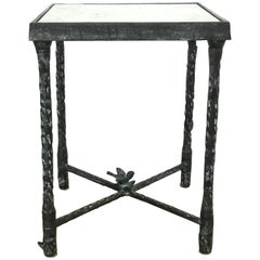 Ilana Goor Brutalist Bronze Side or End Table with Bird and Flower