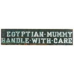 Antique Early Carnival Midway Sideshow or Circus Prop Sign Egyptian Mummy Crate