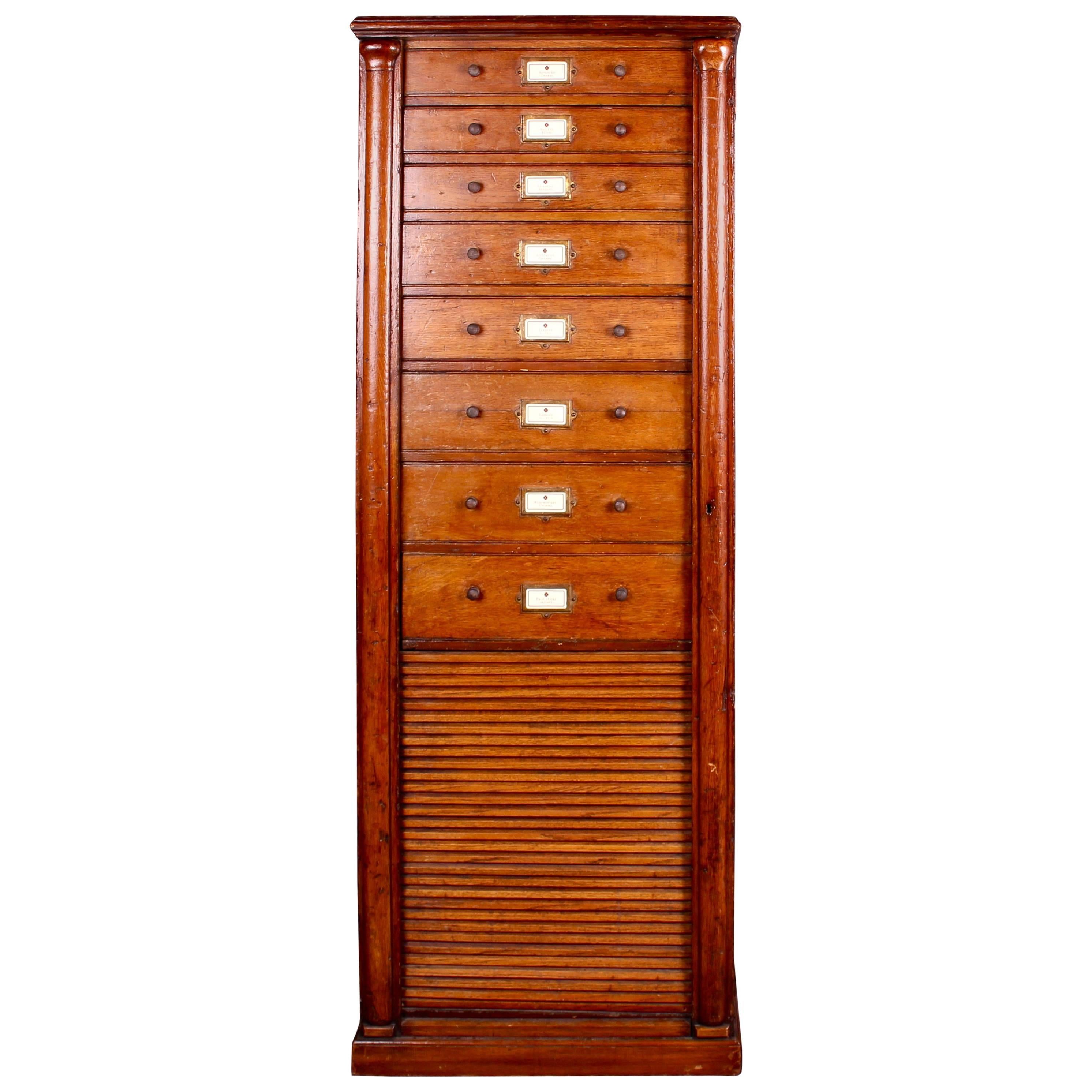 English Oak Filing Cabinet or Chest of Drawers, circa 1910