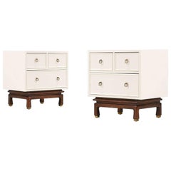 Mid Century Lacquered and Walnut Night Stands by American of Martinsville