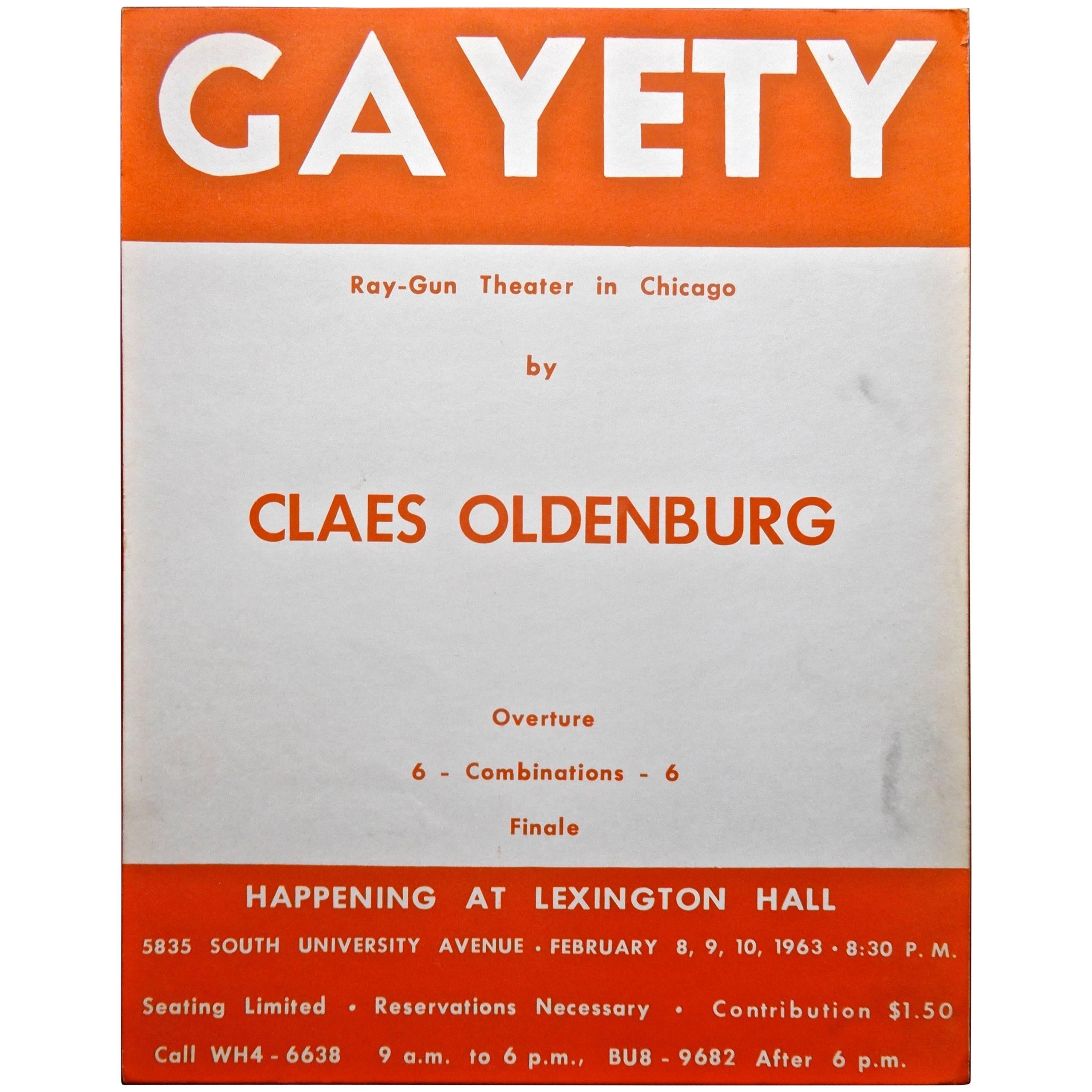 Claes Oldenburg "Gayety" Happening Rare Original Poster For Sale