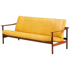 Torbjørn Afdal Rosewood & Leather Sofa for Svein Bjørneng