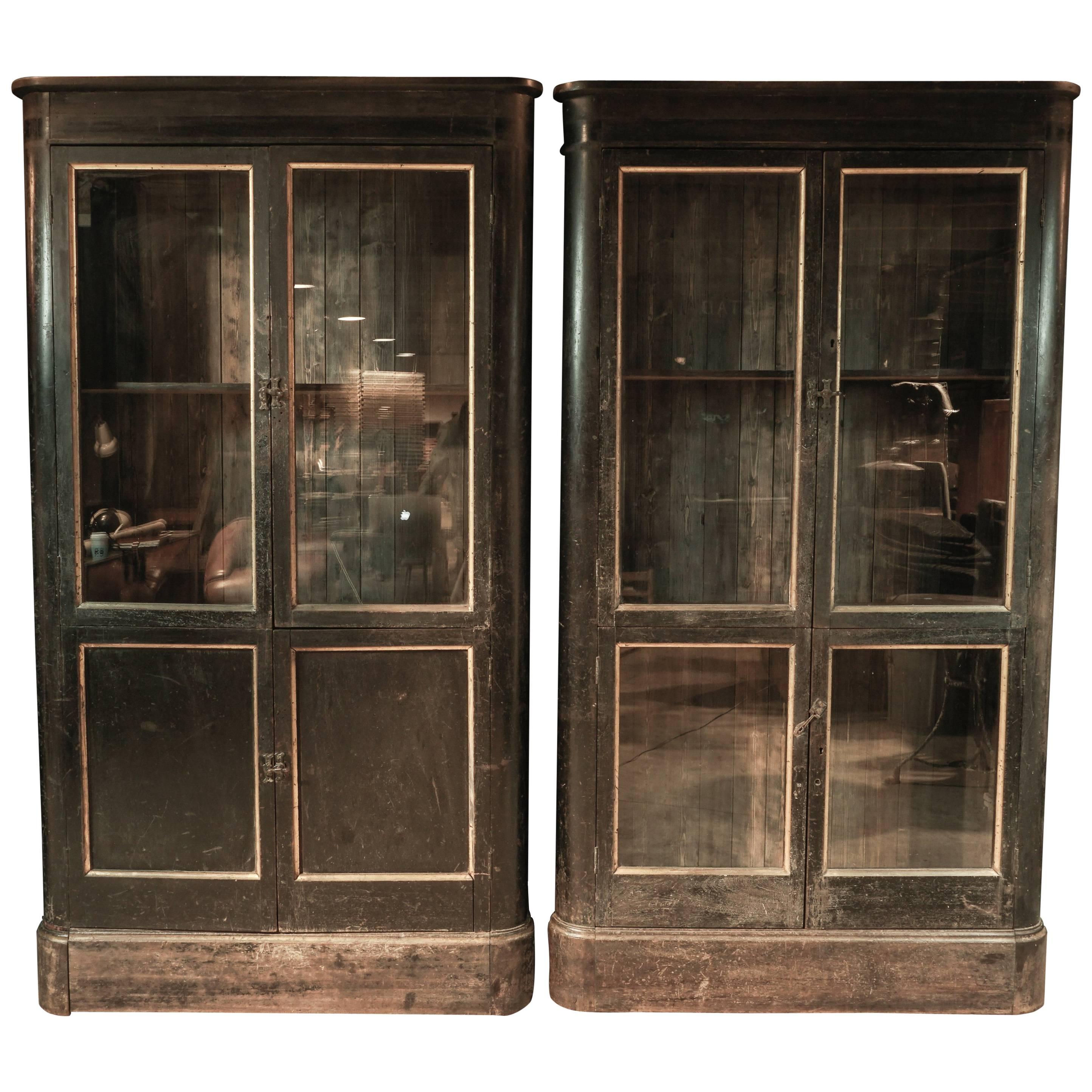 Incredible Rare Pair of Apothecary Cabinets from England, circa 1880