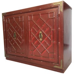 Vintage Huntley by Thomasville Faux Bamboo Chinoiserie Two-Door Cabinet