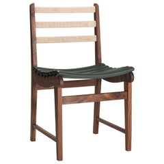 Michael Van Bueren Modernist Dining Chair in Walnut with Leather Ribs
