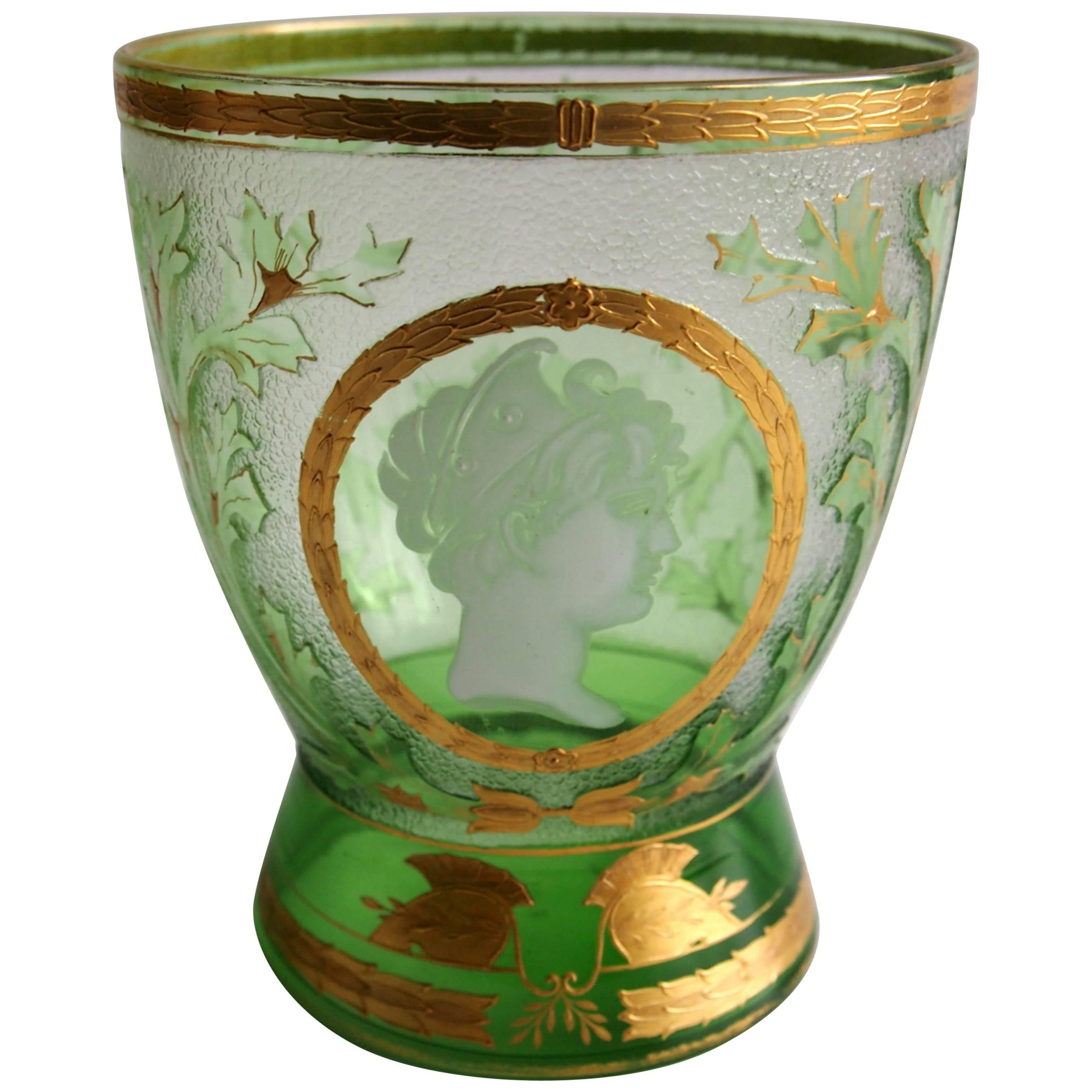 Art Nouveau Bohemian 'Helmet' Cameo Glass Vase by Riedel For Sale