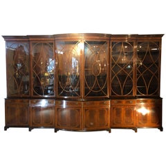 Monumental Georgian Schmieg and Kotzian Custom Bow Breakfront Bookcase Cabinet