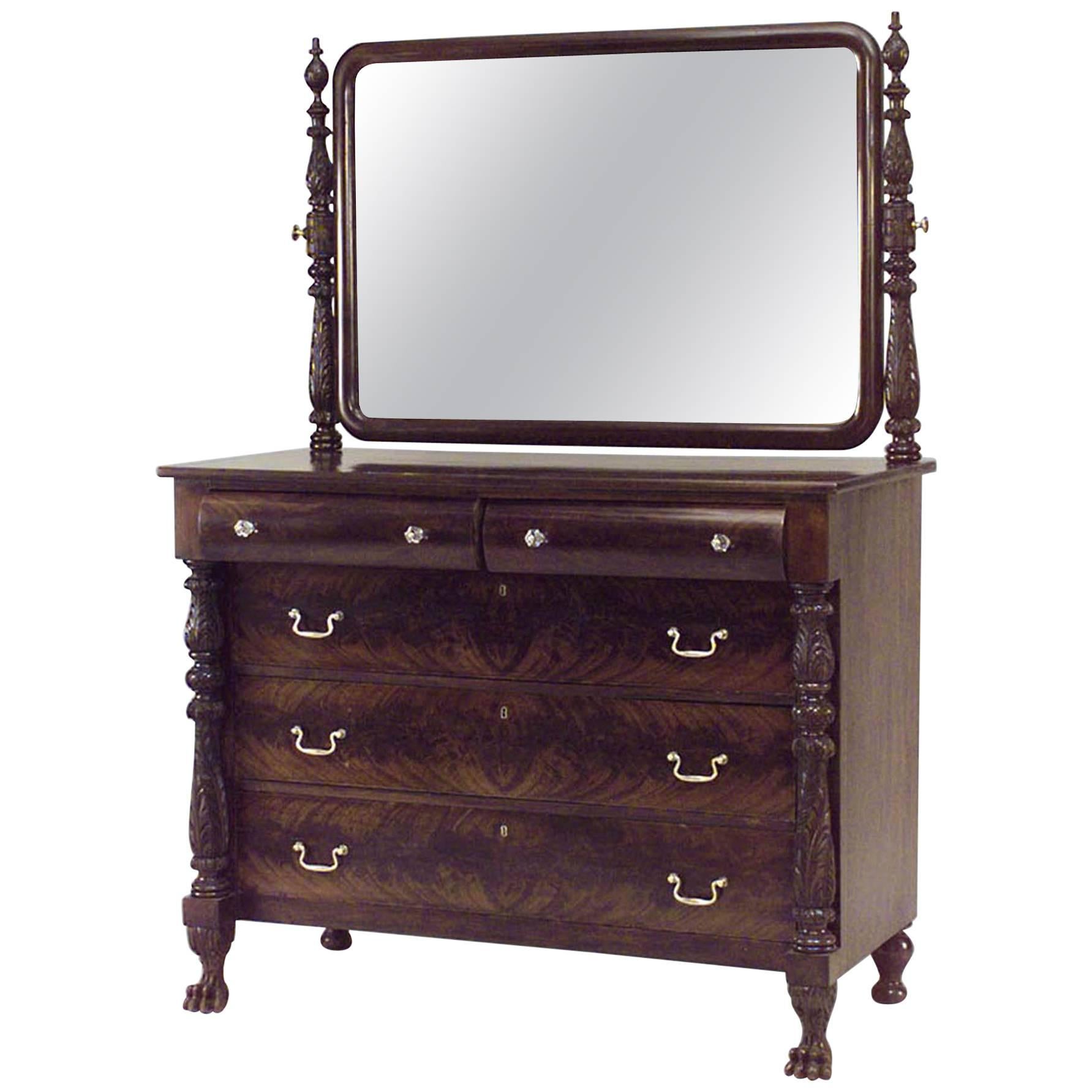 American Empire Mahogany Dresser For Sale