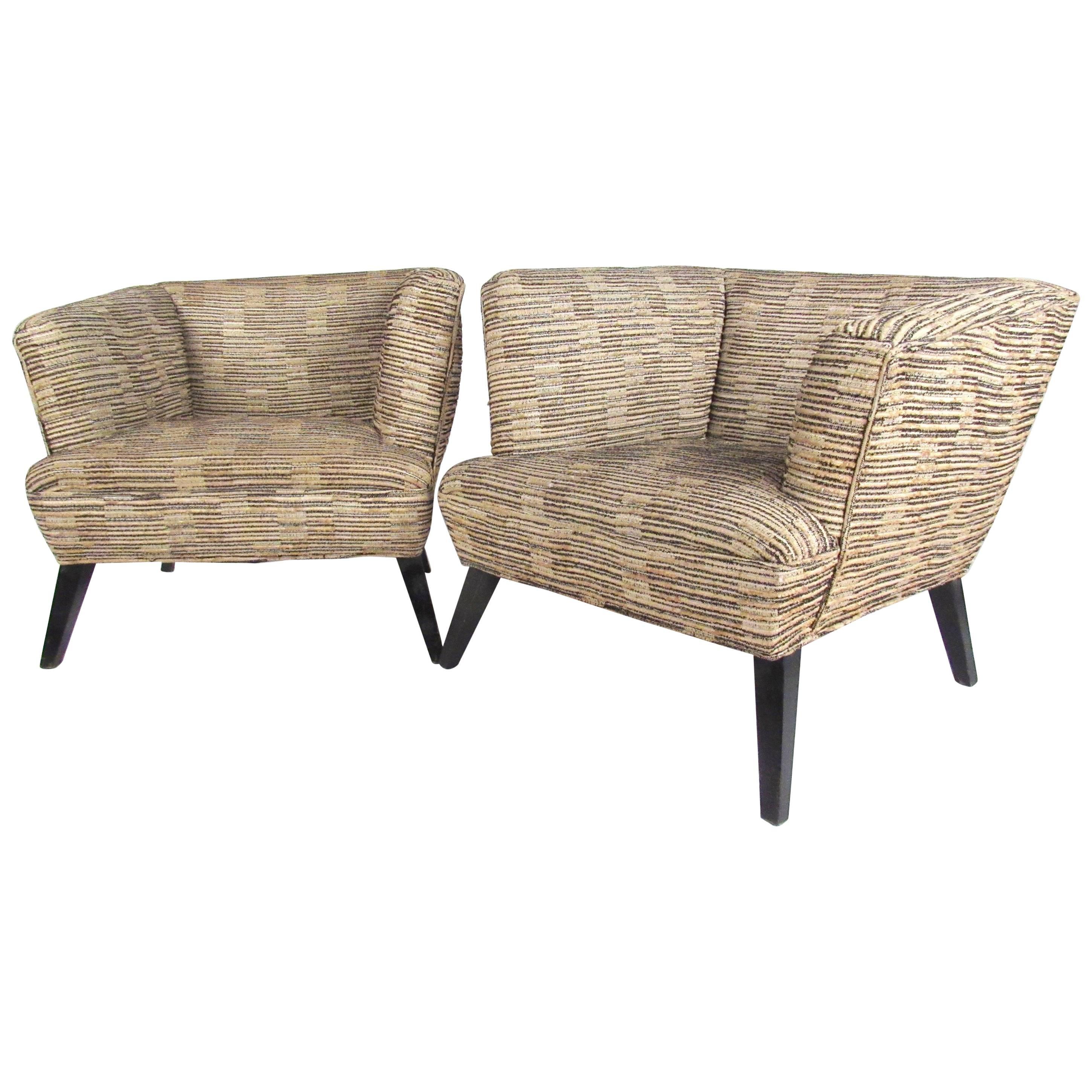 Pair of Vintage Modern Art Deco Club Chairs For Sale