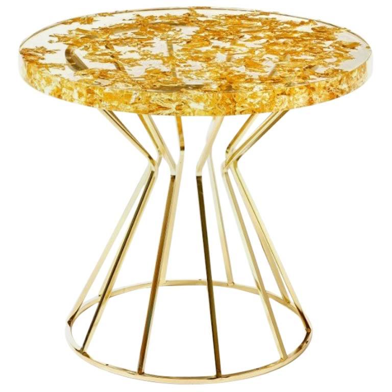 Gold Dust Epoxy Resin Coffee Table For Sale