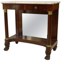 Antique American Empire Mirror Console Table