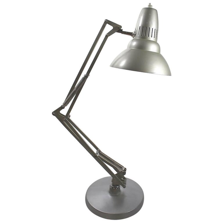 Small Grey Desk, Table Lamp by Luxo For Sale at 1stDibs