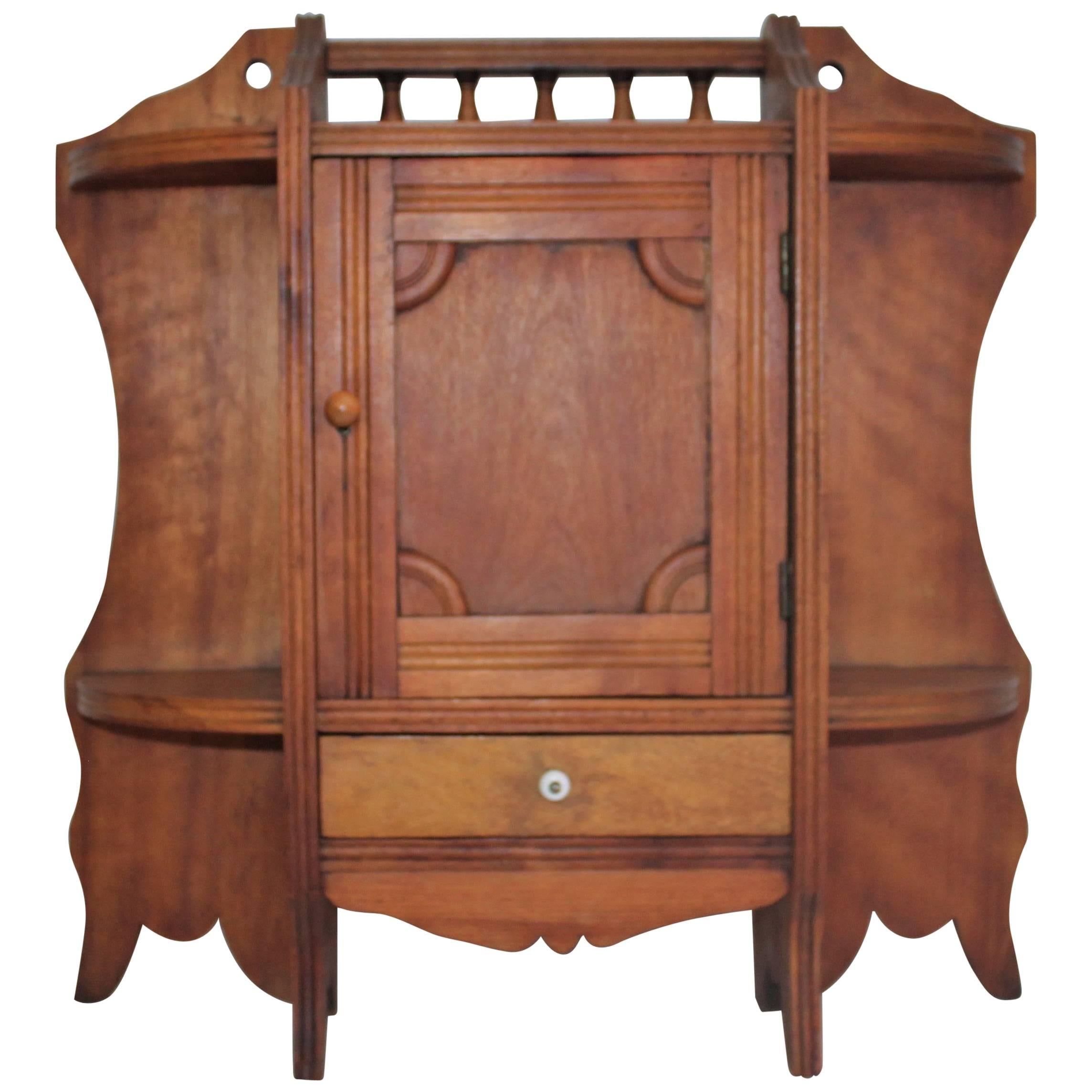 Hanging Medicine Cabinet with One Drawer, 19th Century Pine
