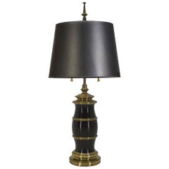 Vintage Large Brass and Brown Painted Table Lamp by Stiffel